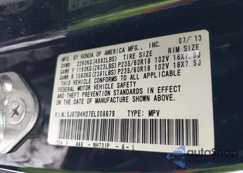 2014 Acura Rdx from USA, damaged, VIN 5J8TB4H37EL008679